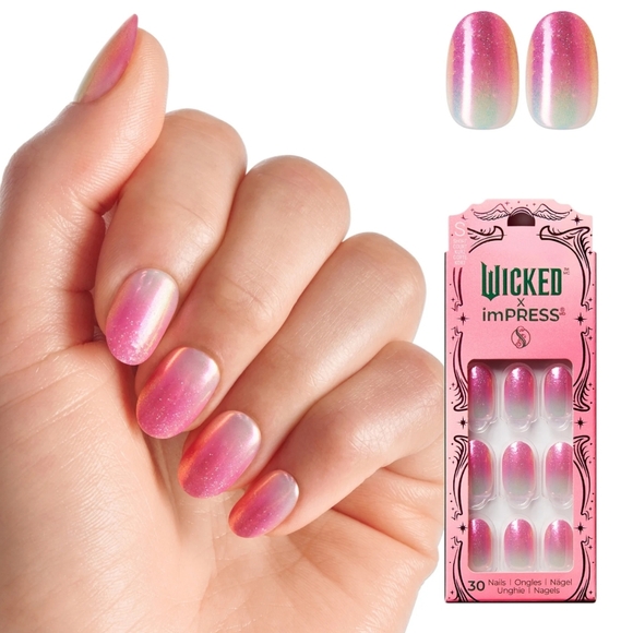 WICKED X imPRESS Press on Nails, Goodness Of My Heart, Pink, Short Oval, 30 Coun - Picture 1 of 2